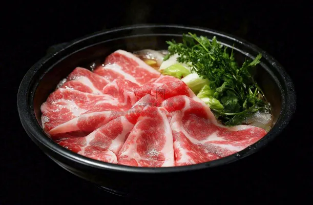 雪花肥牛牛肉寿喜烧烤肉食材美食摄影图