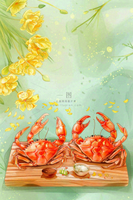 古风水墨白露菊花螃蟹桂花酒插画24节气寒露中秋插画背景 古风水墨白露菊花螃蟹桂花酒插画24节气寒露中秋插画背景