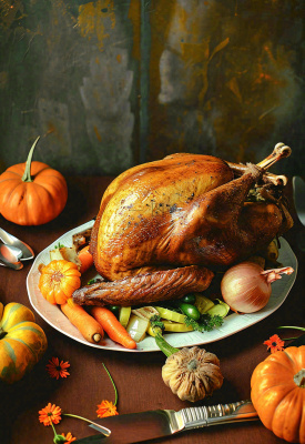 西餐美食烤鸡烧鸡，圣诞节摄影图