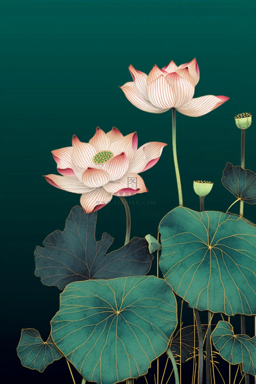 绿色简约清新莲花节气背景