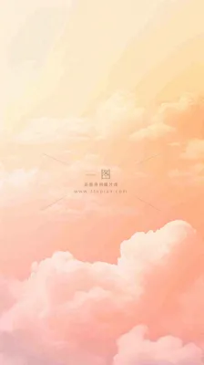 粉黄色渐变温暖云层白云可爱插画手绘