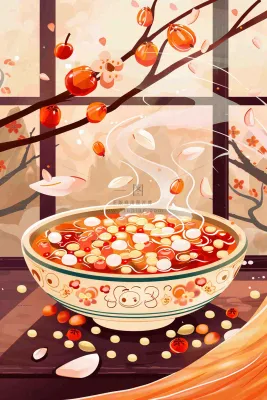 腊八粥春节习俗腊八节卡通插画背景