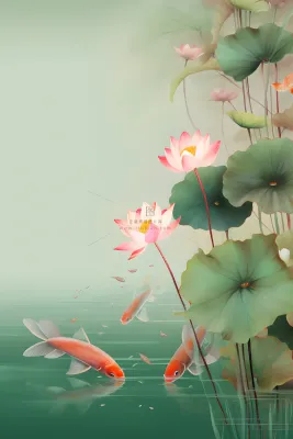 意境国潮荷花简约淡雅背景 意境国潮荷花简约淡雅背景