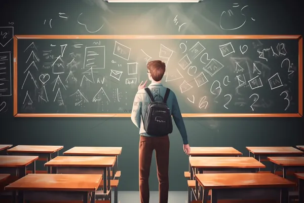 教室教学的教师书桌黑板卡通插画素材背景 教室教学的教师书桌黑板卡通插画素材背景