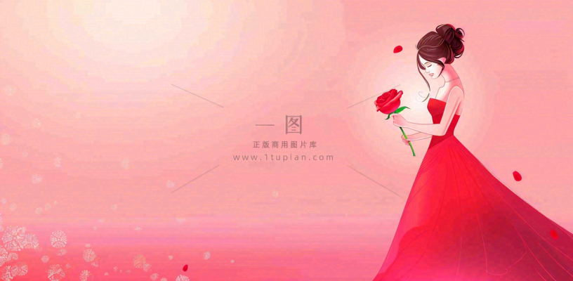 粉色花瓣鲜花浪漫唯美妇女节女王女神节情人节插画背景