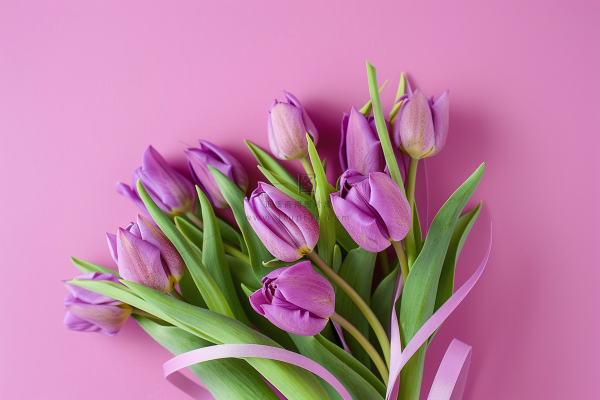 紫色郁金香鲜花妇女节摄影图