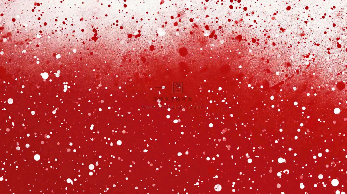 红色白点雪花背景，简约扁平