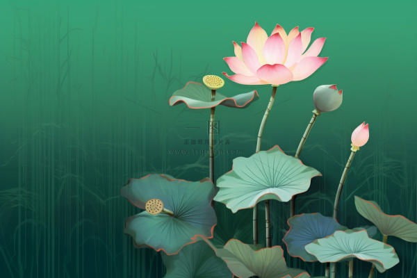 绿色简约清新莲花节气背景 绿色简约清新莲花节气背景