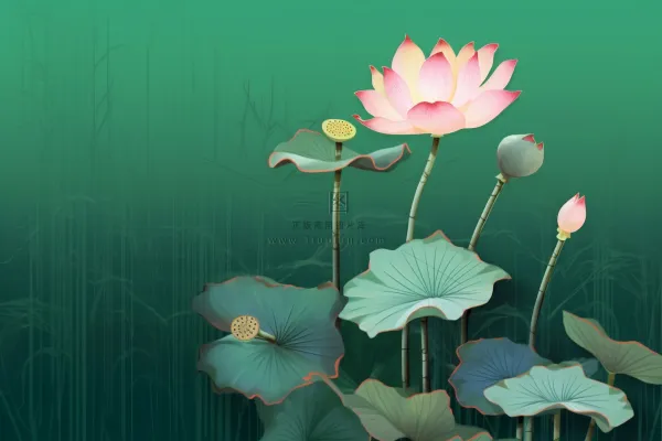 绿色简约清新莲花节气背景 绿色简约清新莲花节气背景
