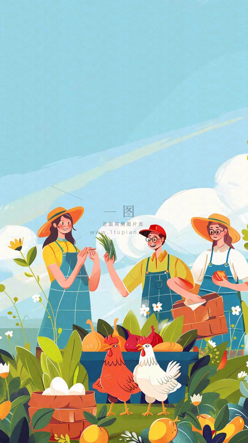 卡通插画劳动节职业人物形象插画背景