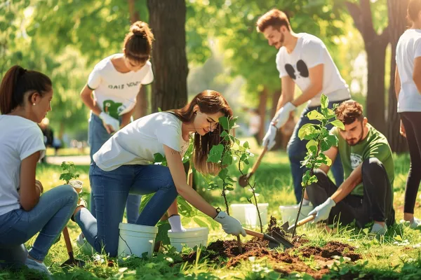植树保护环境活动摄影图