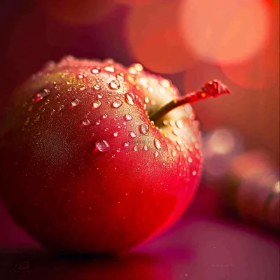 红苹果新鲜特写水珠，圣诞平安夜，水果美食，温馨摄影图