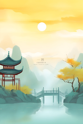 国风庭院简约清新阳光背景 国风庭院简约清新阳光背景