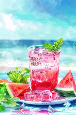 夏日冰镇饮料西瓜解暑小暑大暑摄影图