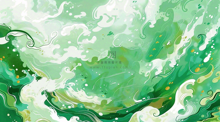 端午节水浪花绿色创意插画背景 端午节水浪花绿色创意插画背景