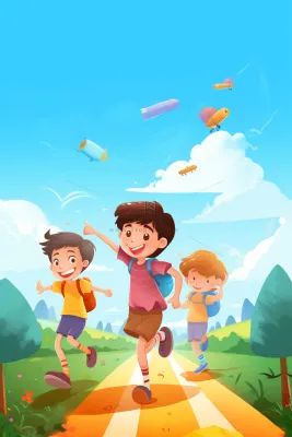 儿童铅笔飞翔清新背景