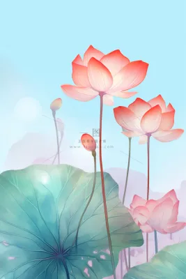简约清新淡粉色荷花背景 简约清新淡粉色荷花背景