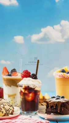 夏日饮品饮料清凉背景