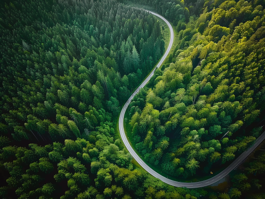 森林环山公路绿意摄影图