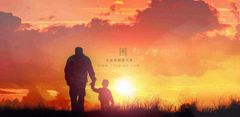 父亲节爸爸和孩子剪影亲情摄影图