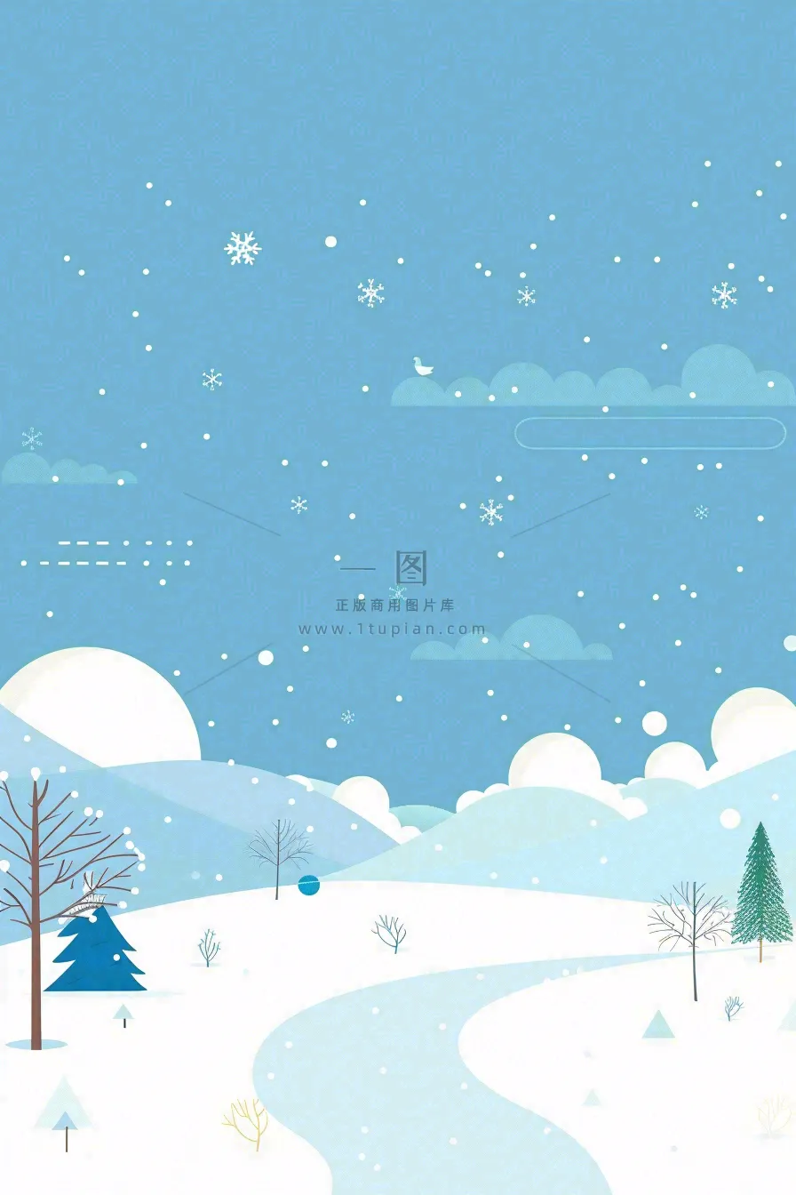 冬天白雪覆盖寒冷唯美雪景大寒插画背景