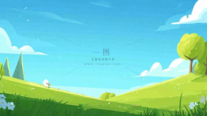 春天郊游青草树木动物蓝天清新，春分