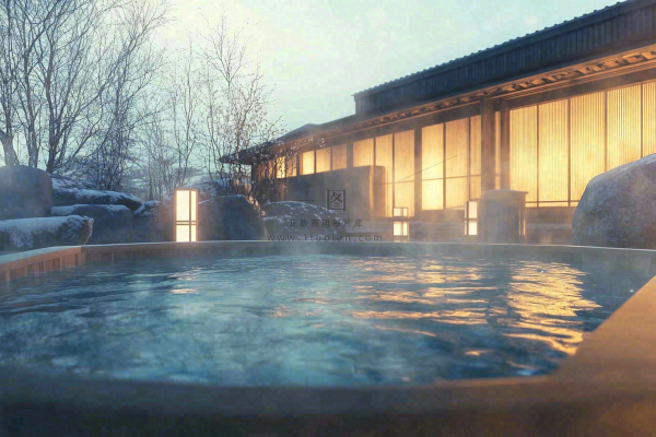 户外天然温泉汤浴秋冬摄影图 户外天然温泉汤浴秋冬摄影图