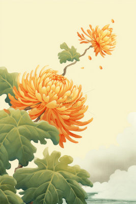 菊花云间意境简约海报背景