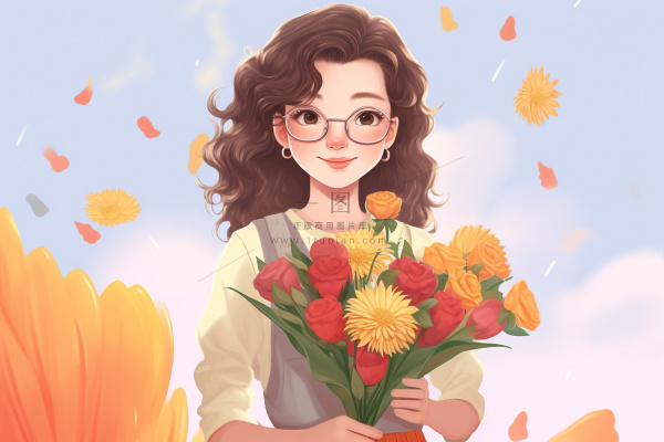 教师花束线条绘画背景 教师花束线条绘画背景