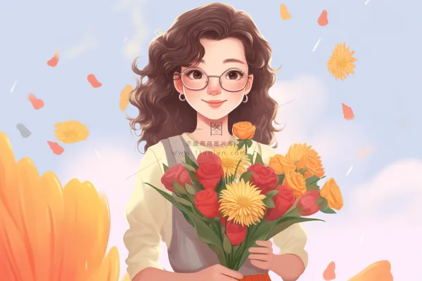 教师花束线条绘画背景 教师花束线条绘画背景