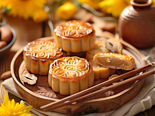 月饼中秋美食摄影图