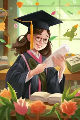 毕业学生穿着学士服花海报素材背景