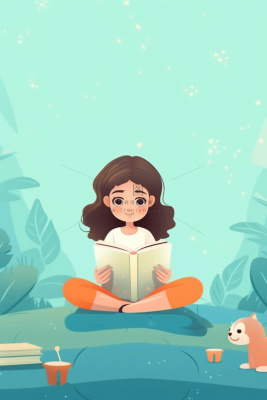 儿童学习书本淡绿插画背景