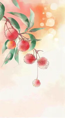 秋天挂满果实的树枝秋收水彩国画插画立秋秋分背景 秋天挂满果实的树枝秋收水彩国画插画立秋秋分背景