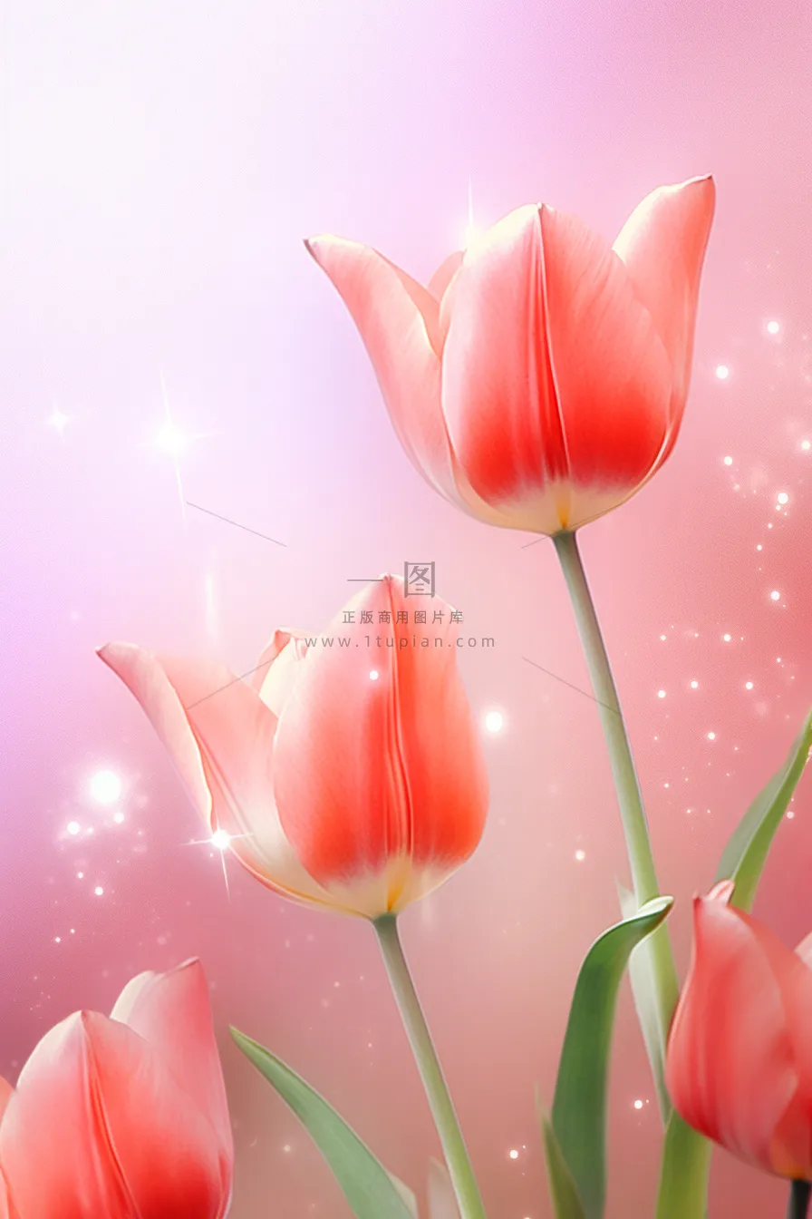 粉色清新郁金香鲜花背景