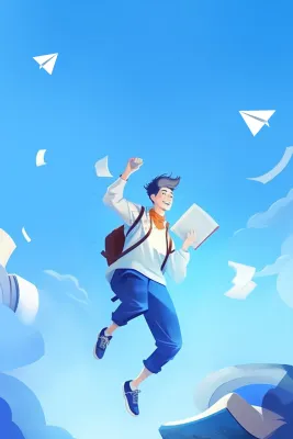 学生欢乐阅读蓝色清新海报背景 学生欢乐阅读蓝色清新海报背景