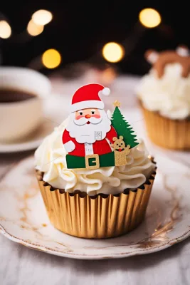 圣诞老人纸杯蛋糕甜点摄影图 圣诞老人纸杯蛋糕甜点摄影图