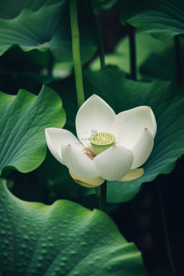 白莲花绿色意境简约节气海报背景 白莲花绿色意境简约节气海报背景