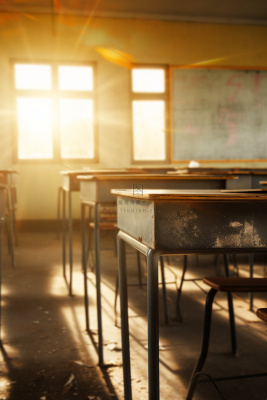 教室课桌光点摄影图