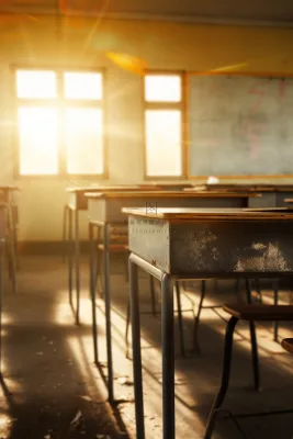 教室课桌光点摄影图