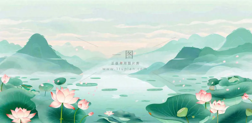 秋天插画风景处暑背景
