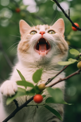 猫张开大嘴的猫咪可爱橘猫摄影图