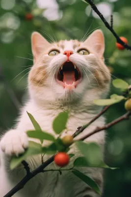 猫张开大嘴的猫咪可爱橘猫摄影图