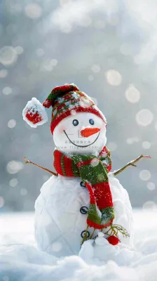 冬天白雪地里的雪人装饰小寒大寒大雪摄影图