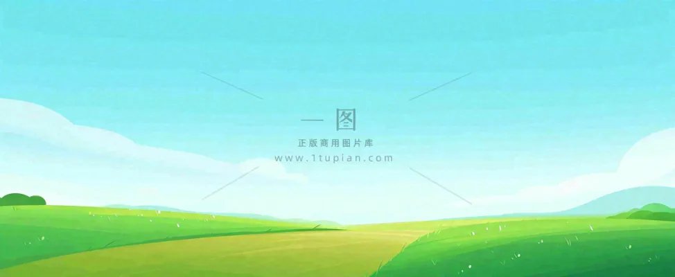 卡通手绘绿色草坡蓝天白云,春天,儿童节,春游,春分 卡通手绘绿色草坡蓝天白云,春天,儿童节,春游,春分