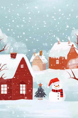 冬天白雪覆盖寒冷唯美雪景大寒插画背景