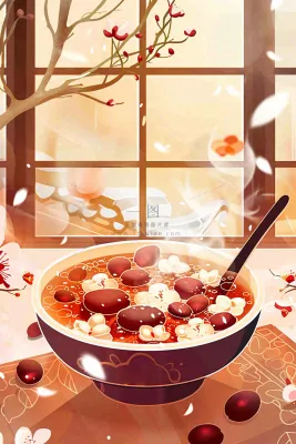 腊八粥冬季新年腊八节卡通插画背景