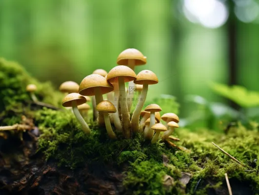 森林蘑菇枯木树干青苔苔藓摄影图