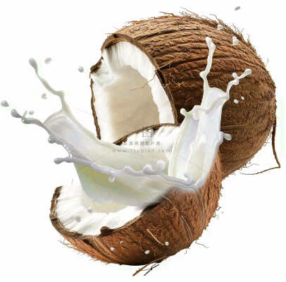 新鲜椰子汁水椰奶飞溅摄影图