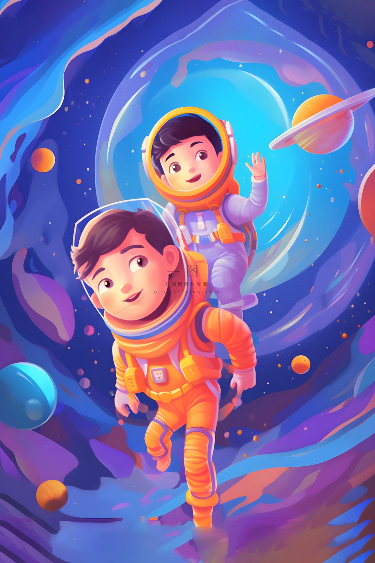 宇航员太空宇宙插画海报素材背景